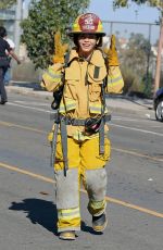 JENNA DEWAN as a Firefighter on the set of The Rookie in Los Angeles 10/26/2021