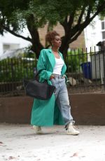 JUSTINE SKYE Out Carrying DKNY Effortless Bag in New York 10/12/2021