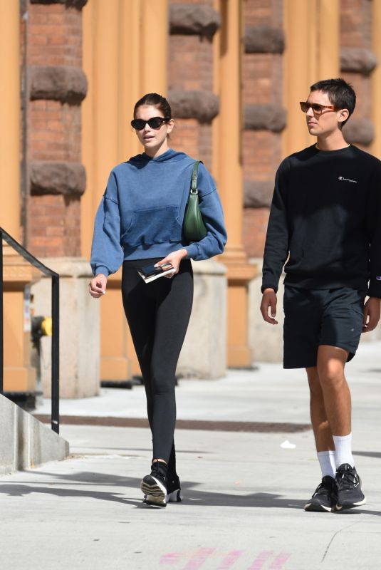 KAIA GERBER Out with a Friend in New York 09/30/2021