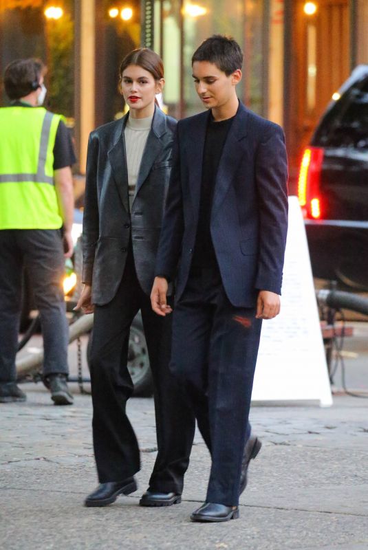 KAIA GERBER Out with a Friend in New York 10/01/2021