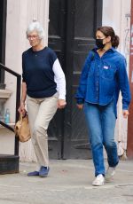 KATIE HOLMES in Double Denim Out Shopping with Her Mom Kathleen in New York 10/09/2021