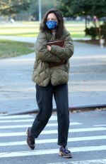 KATIE HOLMES on the Set of Her New Movie Rare Objects in Brooklyn 10/28/2021