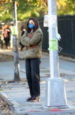KATIE HOLMES on the Set of Her New Movie Rare Objects in Brooklyn 10/28/2021