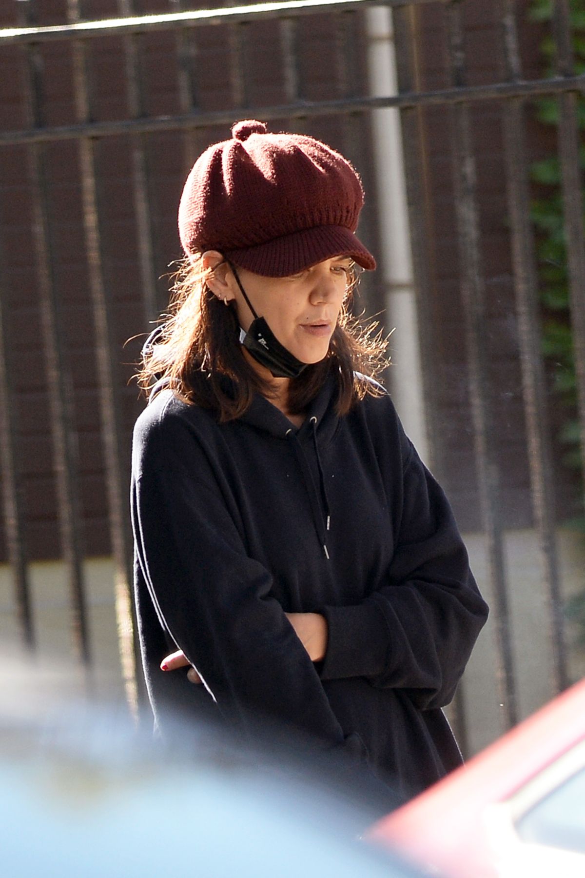 KATIE HOLMES Out Smoking in Brooklyn 10/19/2021.