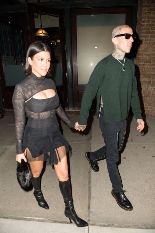 KOURTNEY KARDASHIAN and Travis Barker Out for Dinner in New York 10/14/2021