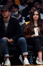 LILY COLLINS at Golden State Warriors vs. LA Lakers Game at Staples Center 10/19/2021