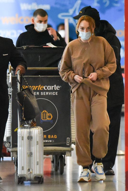 LINDSAY LOHAN and Bader Shammas at JFK Airport in New York 10/29/2021