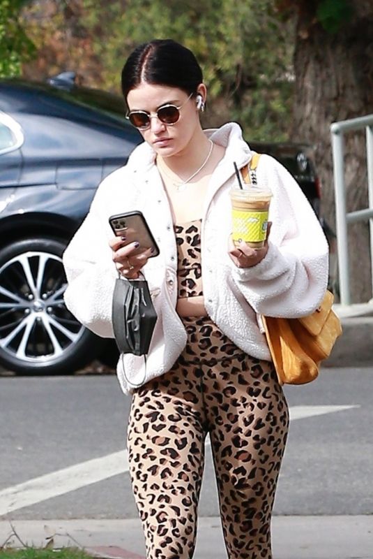 LUCY HALE Out for Coffee in Studio City 10/24/2021