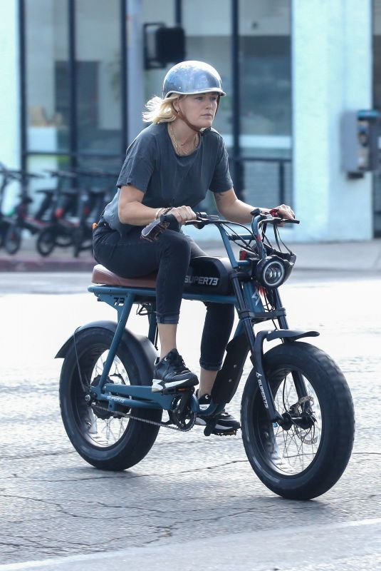 MALIN AKERMAN Out Riding Her Super 73 Electric Bike in Los Feliz 10/05/2021