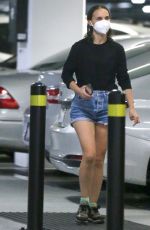 NATALIE PORTMAN in Denim Shorts at a Medical Center in Beverly Hills 10/08/2021