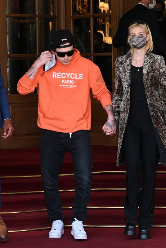NICOLA PELTZ and Brooklyn Beckham Leaves Ritz Hotel in Paris 10/04/2021