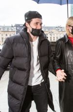 NICOLA PELTZ and Brooklyn Beckham Out at Paris Fashion Week 10/01/2021