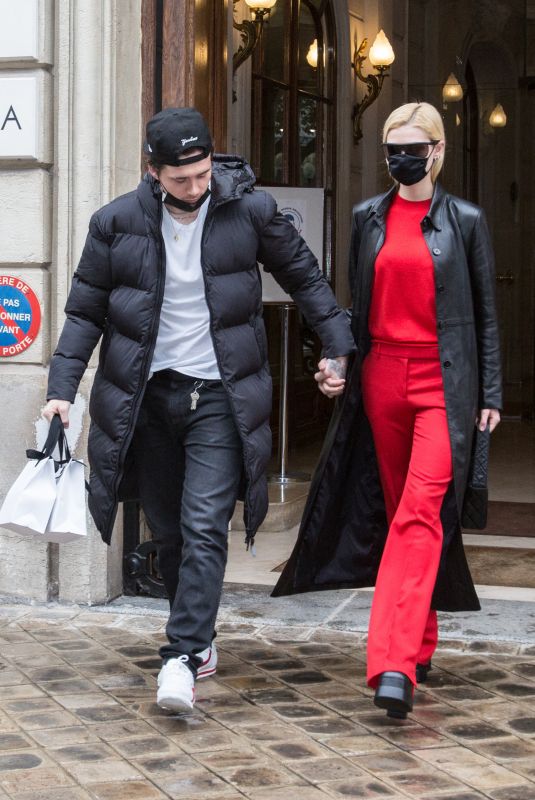 NICOLA PELTZ and Brooklyn Beckham Out at Paris Fashion Week 10/01/2021