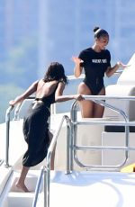 OLIVIA CULPO, LORI HARVEY, SHANINA SHAIK at a Photoshoot on a Yacht in Miami 10/27/2021