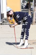PHOEBE PRICE Out with Her Dog in Hollywood 10/20/2021
