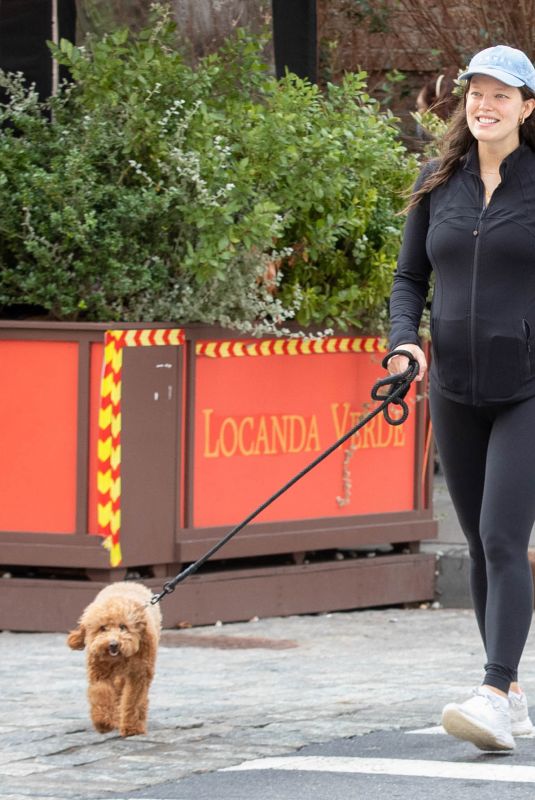 Pregnant EMILY DIDONATO Out with Her Dog in New York 10/12/2021