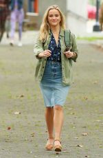 REESE WITHERSPOON on the Set of Your Place or Mine at a Park in Brooklyn 10/04/2021