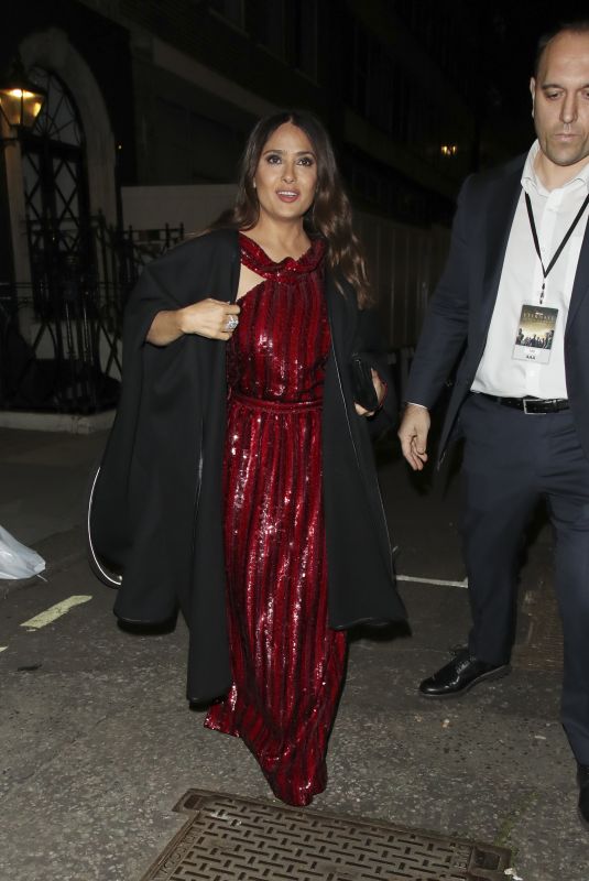 SALMA HAYEK Arrives at Her Hotel in London 10/27/2021