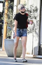 SELMA BLAIR in Denim Shorts Out for Coffee in Studio City 10/29/2021