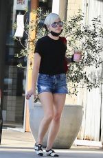 SELMA BLAIR in Denim Shorts Out for Coffee in Studio City 10/29/2021