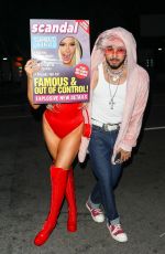 TANA MOGEAU Dressed as a Scandalous Tabloid Arrives at a Halloween Party in Los Angeles 10/27/2021