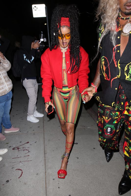 TEYANA TAYLOR Arrives at Cardi B’s 29th Birthday Party in Los Angeles 10/11/2021