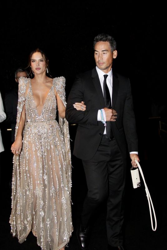 ALESSANDRA AMBROSIO Arrives at amfAR Gala in West Hollywood 11/04/2021