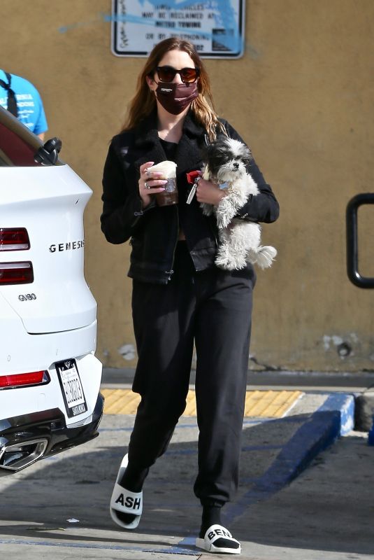 ASHLEY BENSON Out with Her Dog in Los Angeles 11/17/2021