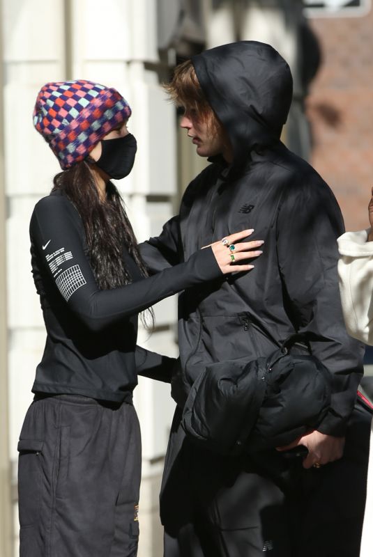 BELLA HADID and Jordan Barrett Outside a Gym in New York 11/08/2021