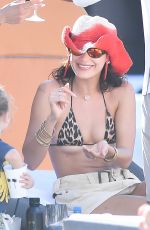 BELLA HADID in a Leopard Print Bikini at a Beach in Miami 11/13/2021