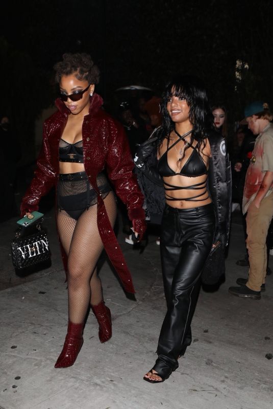 CHLOE and HALLE BAILEY at Thee Stallion’s Halloween Party in West Hollywood 10/31/2021