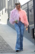 CHRISSY TEIGEN in a Pink Feathered Sweater and Denim Out in Los Angeles 11/09/2021