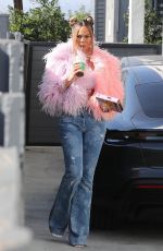 CHRISSY TEIGEN in a Pink Feathered Sweater and Denim Out in Los Angeles 11/09/2021