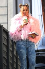 CHRISSY TEIGEN in a Pink Feathered Sweater and Denim Out in Los Angeles 11/09/2021
