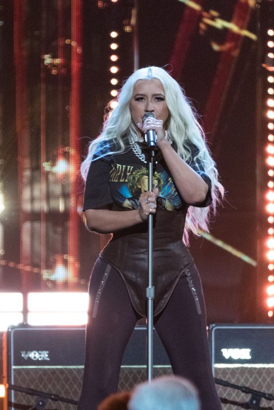 CHRISTINA AGUILERA Performs at Rock and Roll Induction Ceremony Show in Cleveland 10/30/2021
