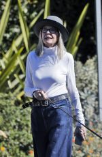 DIANE KEATIN Out with Her Dog in Brentwood 11/21/2021