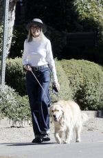 DIANE KEATIN Out with Her Dog in Brentwood 11/21/2021