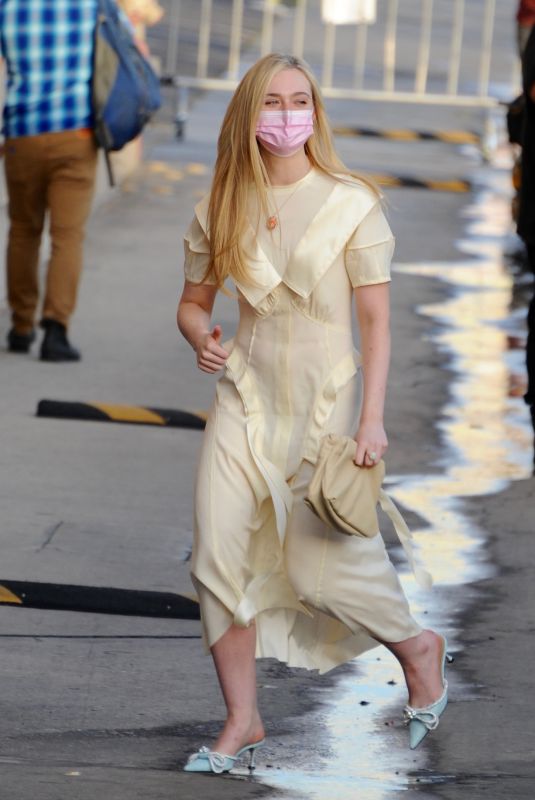 ELLE FANNING Arrives at Jimmy Kimmel Live in Los Angeles 11/15/22021
