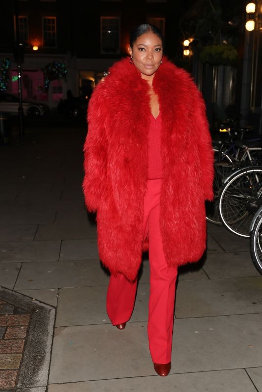 GABRIELLE UNION All in Red Arrives at Chiltern Firehouse in London 11/27/2021
