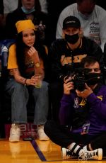 HALSEY and Alev Aydin at Houston Rockets vs LA Lakers Game 10/31/2021