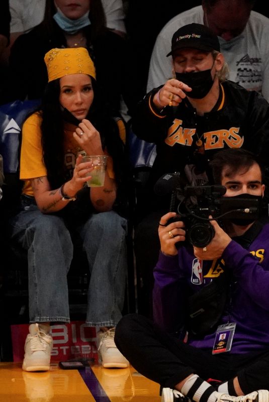 HALSEY and Alev Aydin at Houston Rockets vs LA Lakers Game 10/31/2021