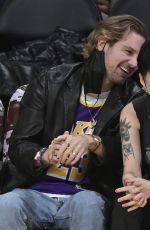 HALSEY and Alev Aydin at Lakers Game at Staples Center in Los Angeles 11/28/2021