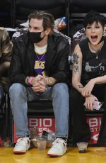HALSEY and Alev Aydin at Lakers Game at Staples Center in Los Angeles 11/28/2021