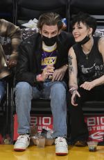 HALSEY and Alev Aydin at Lakers Game at Staples Center in Los Angeles 11/28/2021