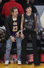 HALSEY and Alev Aydin at Lakers Game at Staples Center in Los Angeles 11/28/2021