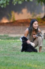 JAMIE CHUNG Out with Her Dog and Shopping at Trader Joe