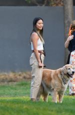 JAMIE CHUNG Out with Her Dog and Shopping at Trader Joe