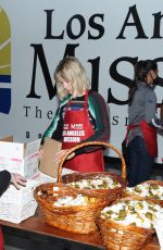 JANUARY JONES at LA Mission Thanksgiving Event in West Hollywood 11/24/2021