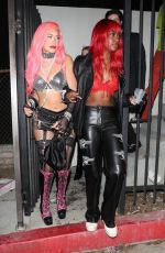 JUSTINE SKYE and ANASTASIA KARANIKOLAOU Leaves a Halloween Party in West Hollywood 10/30/2021