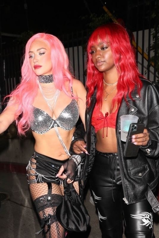 JUSTINE SKYE and ANASTASIA KARANIKOLAOU Leaves a Halloween Party in West Hollywood 10/30/2021
